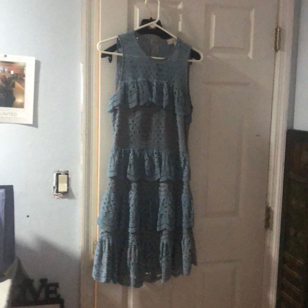 Michael Kors smoky blue dress with taupe lining